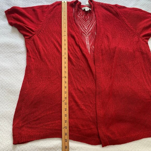 NEW CJ Banks red open knit short sleeve open front lightweight cardigan sweater - Picture 11 of 11